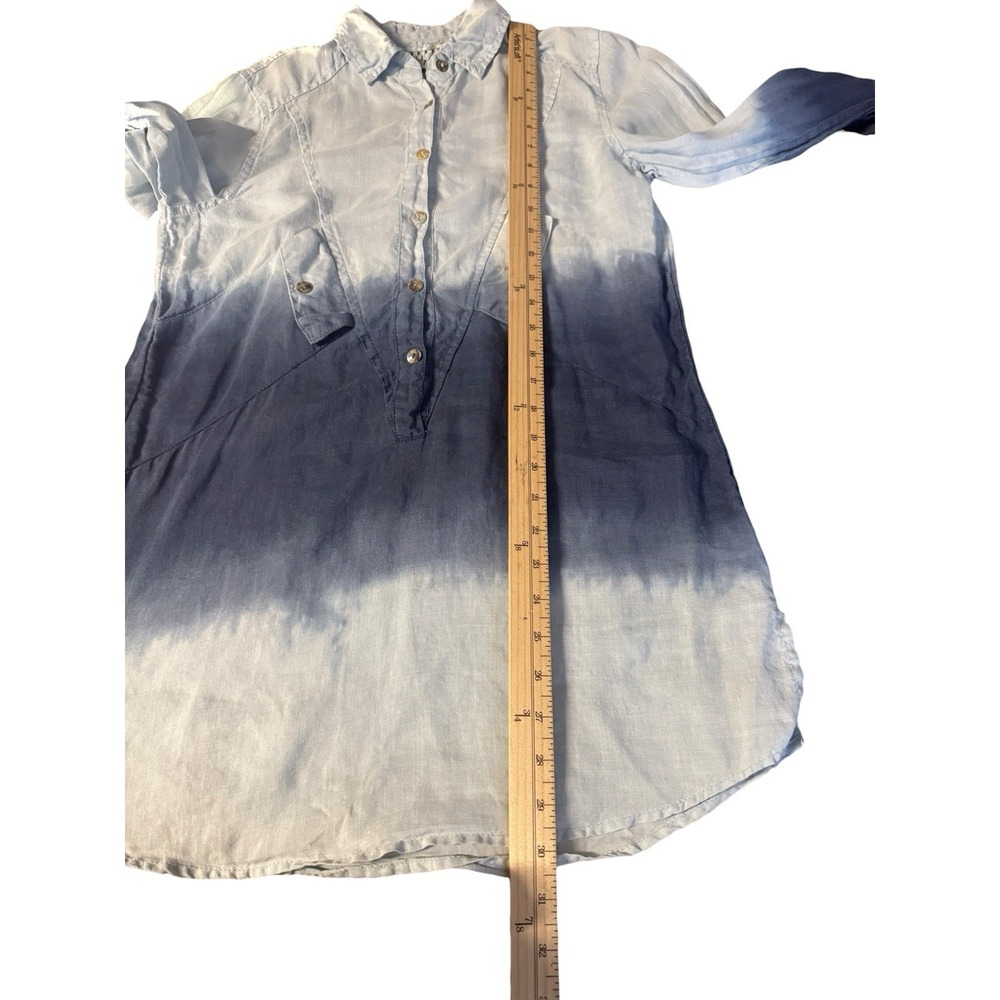 Beulah Style Ombre Tunic Top Womens Small Blue White Dip Dye Boho Casual - Picture 14 of 16